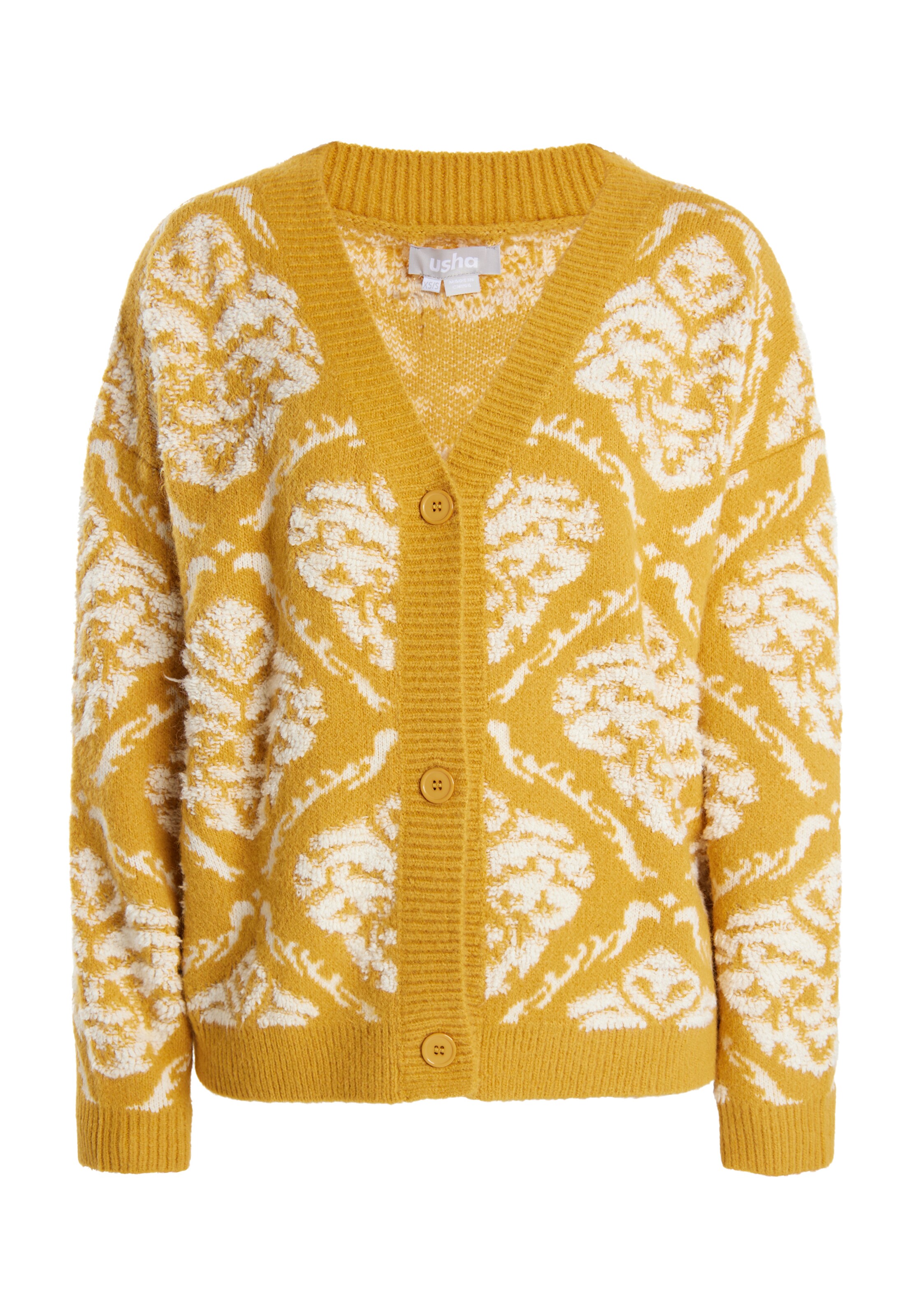 Usha Neuletakki värissä keltainen: etupuoli