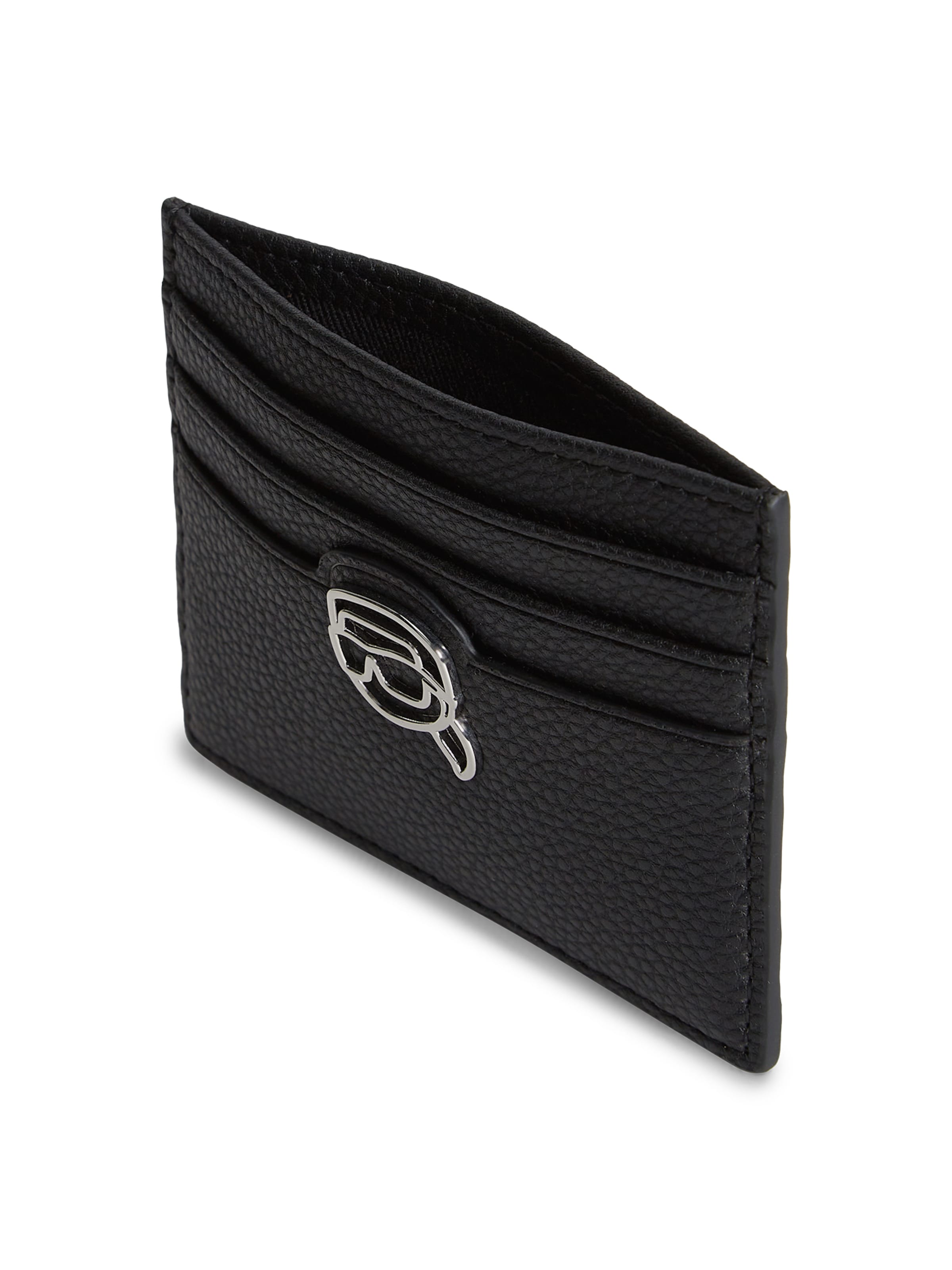 Karl Lagerfeld Kartenetui ' Ikon Pebble Kartenetui ' in Schwarz