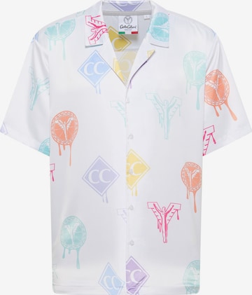 Carlo Colucci Comfort fit Button Up Shirt in White: front