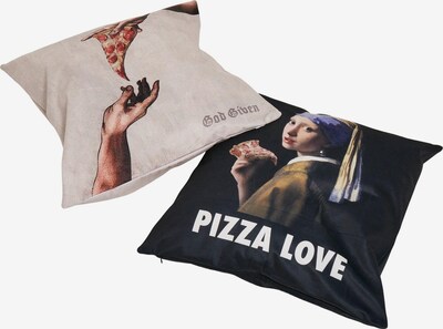 Mister Tee Kissenhülle 'Pizza Cushion Set' in beige / mischfarben / schwarz, Produktansicht