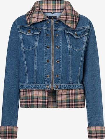Fenice Übergangsjacke 'Urban Plaid Denim' in Grün: Vorderseite
