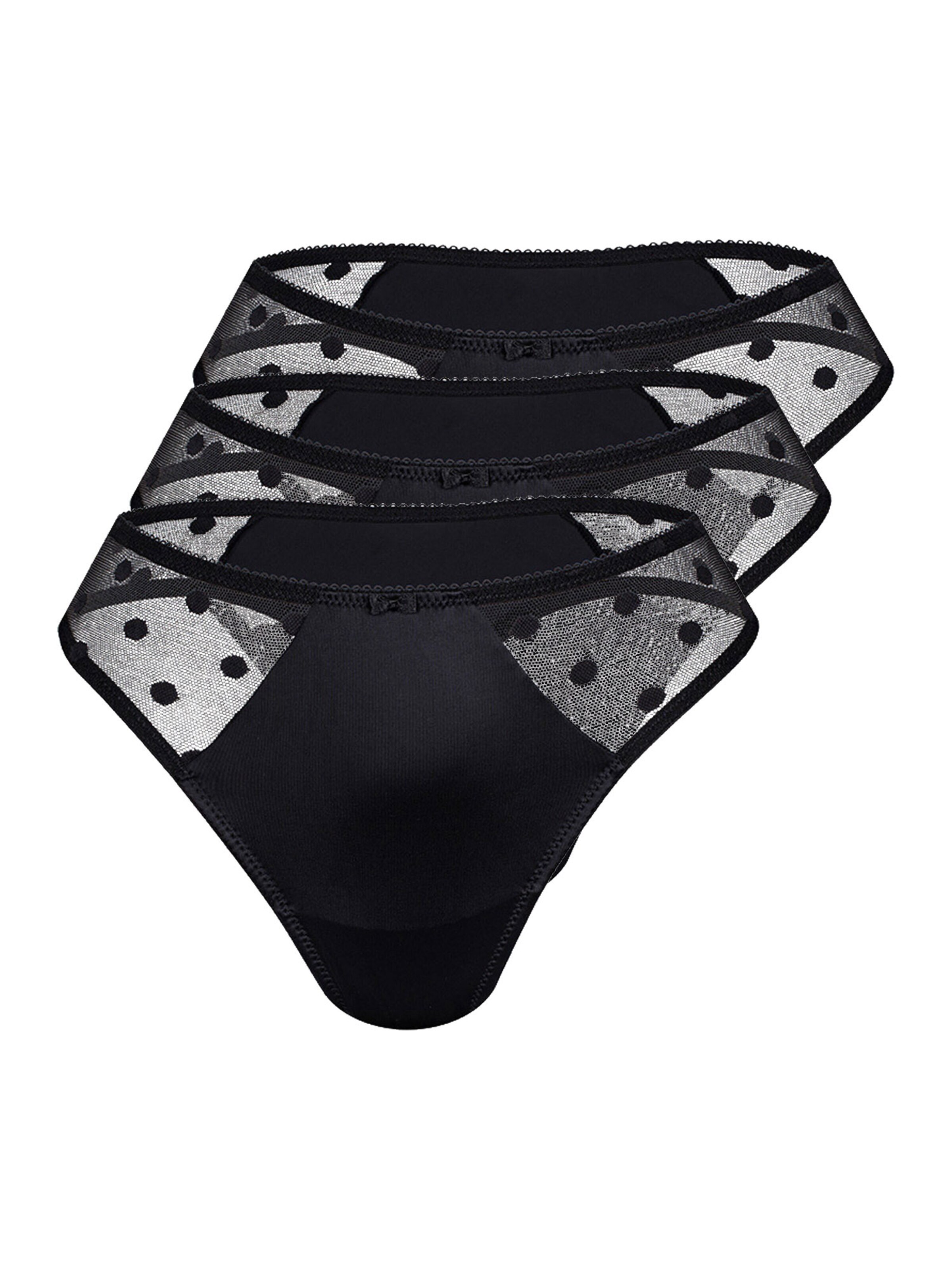 sassa Thong 'DOTTED MESH' in Black: front
