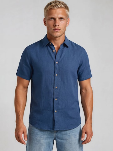 Funky Buddha Regular fit Πουκάμισο σε μπλε: μπροστά