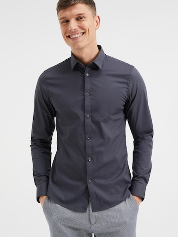 WE Fashion Slim fit Button Up Shirt in Grey