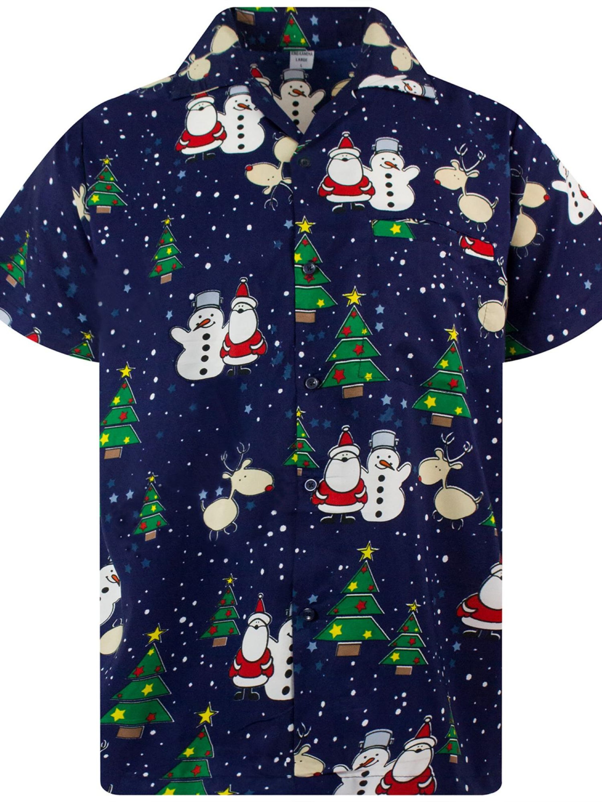 King Kameha Regular Fit Hemd 'Christmas Buddies'‌‌‌‌‌‌‌‌‌ in Blau