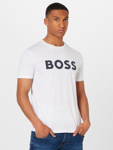 Tricou 'Thinking' de la BOSS pe alb: față