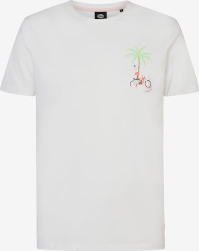 Petrol Industries T-Shirt en marron / vert clair / orange / blanc, Vue avec produit