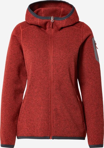 Bergans Athletic Zip-Up Hoodie 'Kamphaug' in Red: front