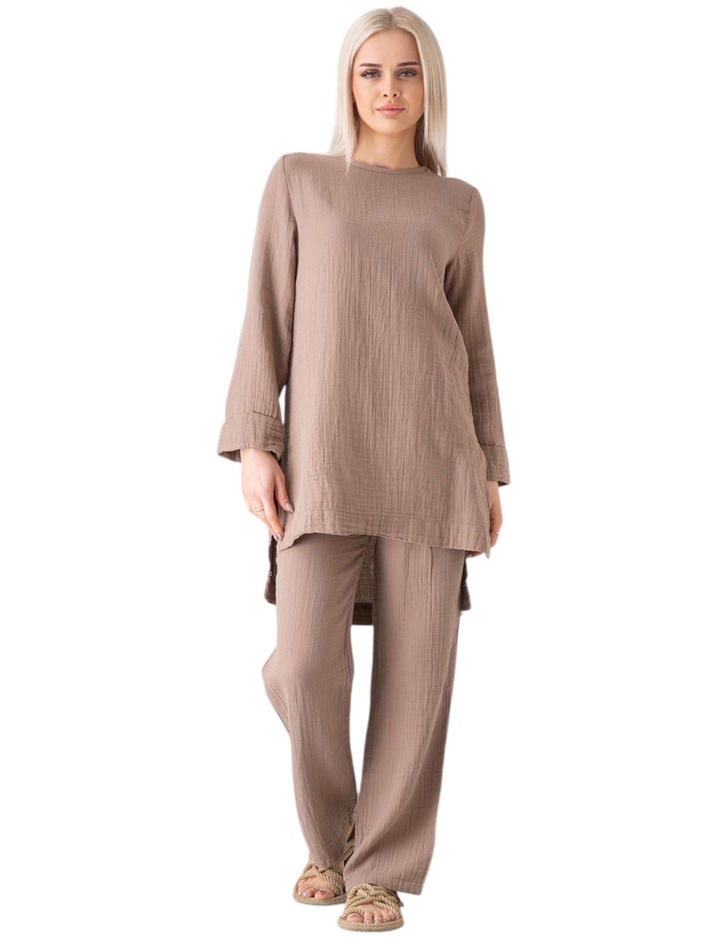 Tenue d'intérieur 'Ayda Modest' WENOR en beige : devant