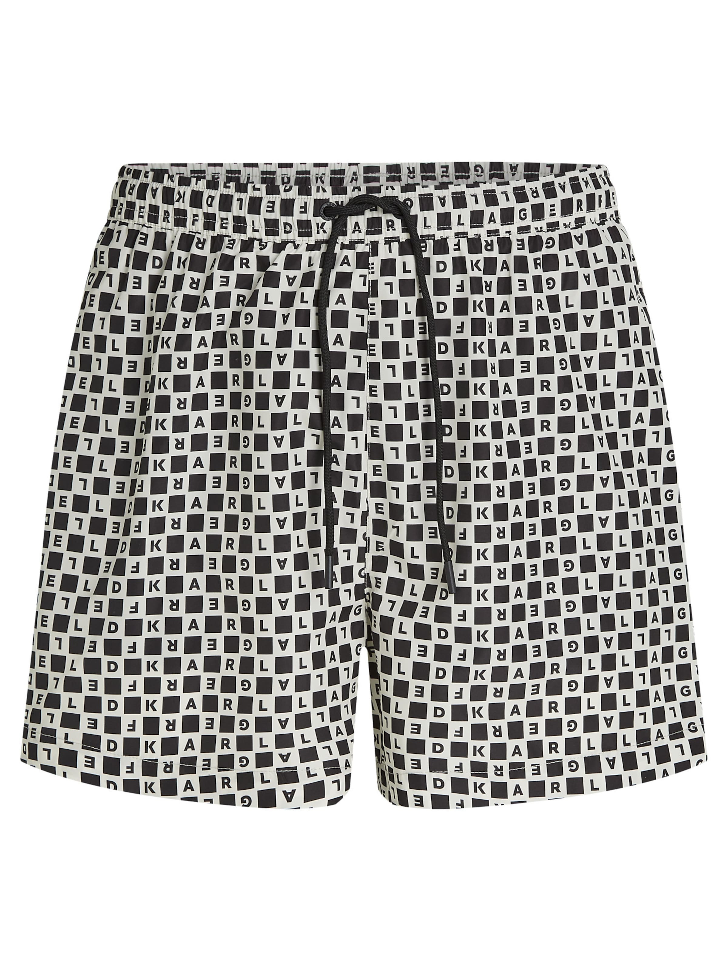 Karl Lagerfeld - Calções de banho em preto: frente