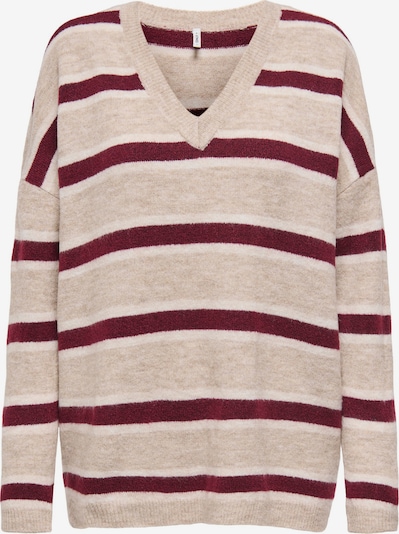 ONLY Pullover 'TALIO' in beige / weinrot / weiß, Produktansicht