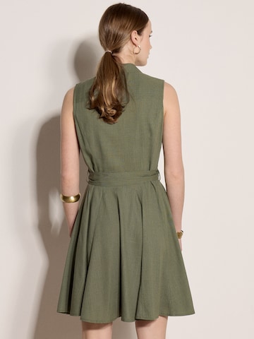 Apricot Linen Blend Shirt Mini Dress ' ' in Grün