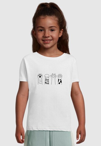 Merchcode Shirt 'Cat Paws' in Weiß: Vorderseite