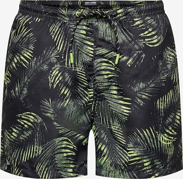 Shorts de bain 'Ted' Only & Sons en noir : devant