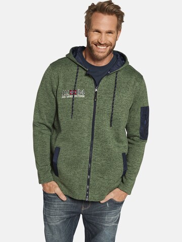 Jan Vanderstorm Zip-Up Hoodie ' Asva ' in Green: front