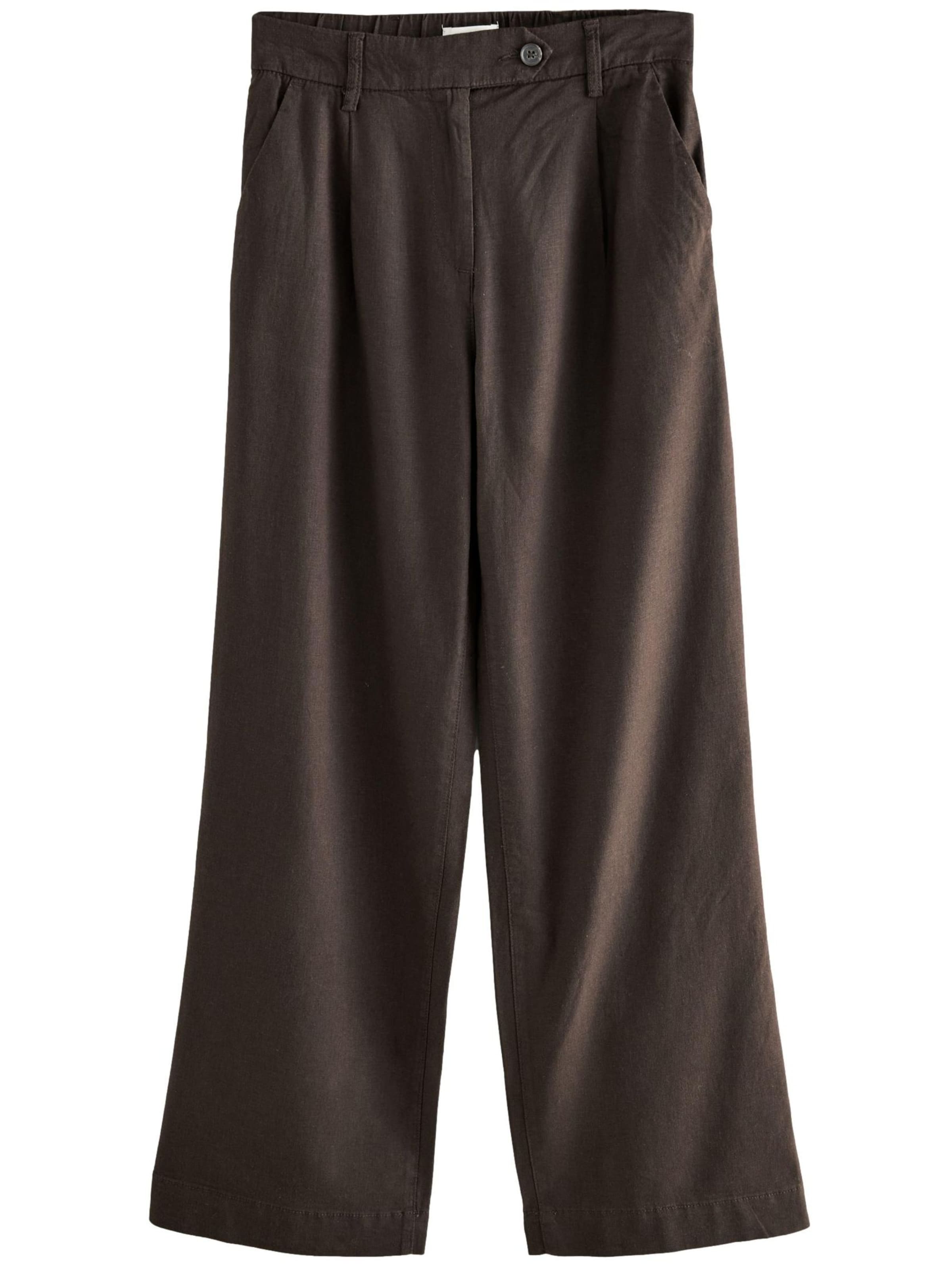 Next Avar lõige Voltidega püksid, värv pruun: eest vaates