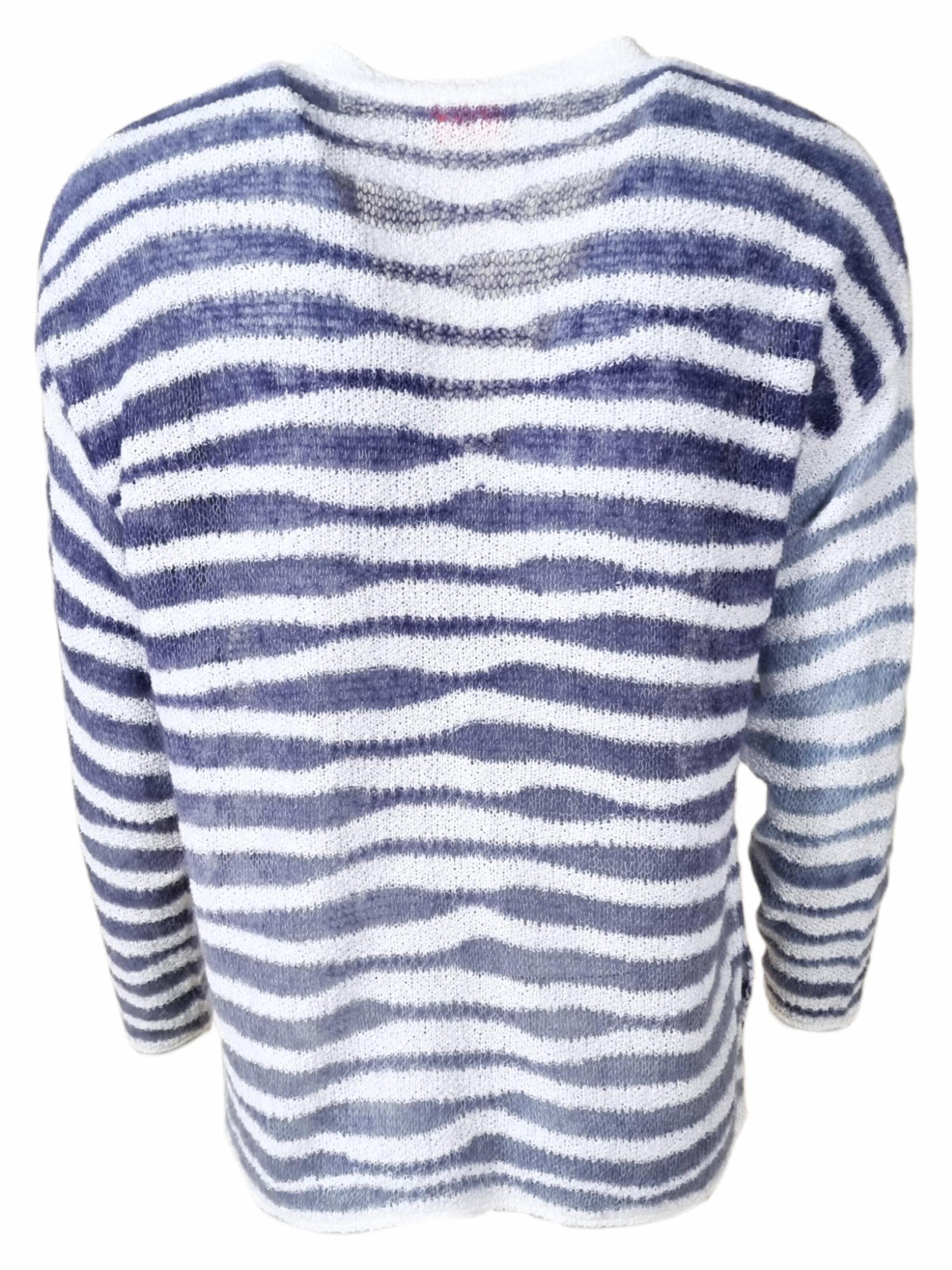 LIKS. Munich - Cárdigan 'Oversize Cardigan Mohair Baumwollmix gestreift - DeltaC' en azul