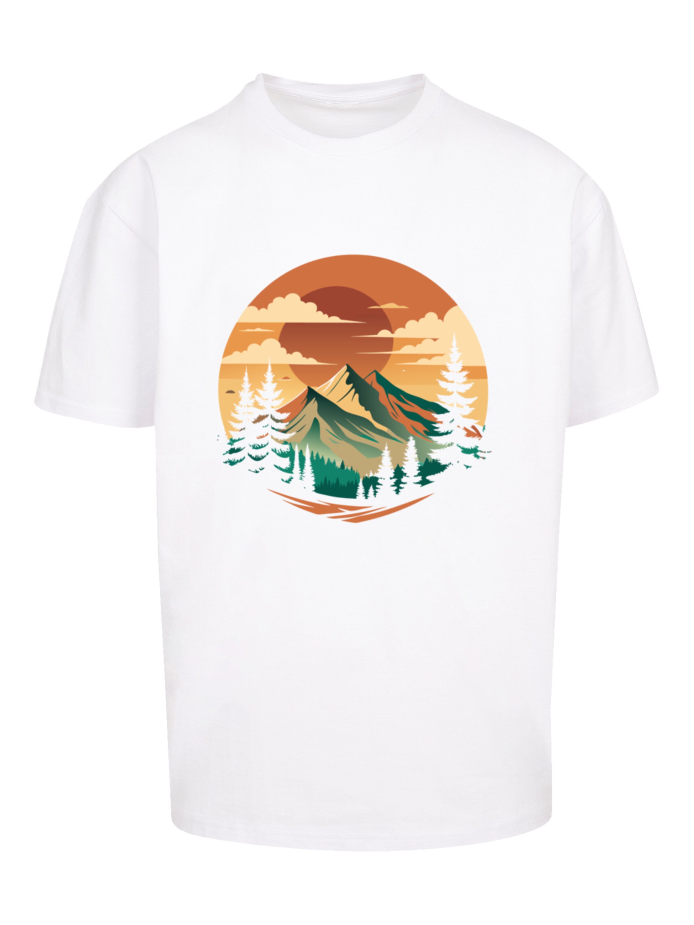 F4NT4STIC Shirt 'Sonnenuntergang Berglandschaft' in Wit: voorkant