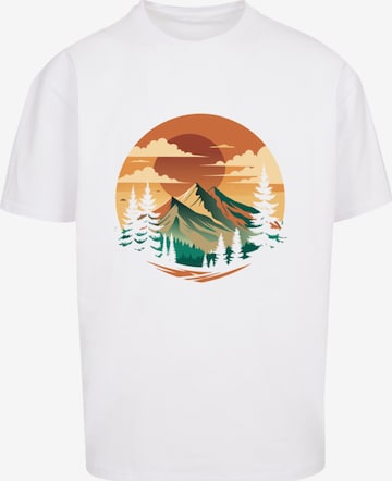 T-Shirt 'Sonnenuntergang Berglandschaft' F4NT4STIC en blanc : devant