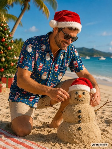 Regular fit Camicia 'Christmas Candycane' di King Kameha in blu