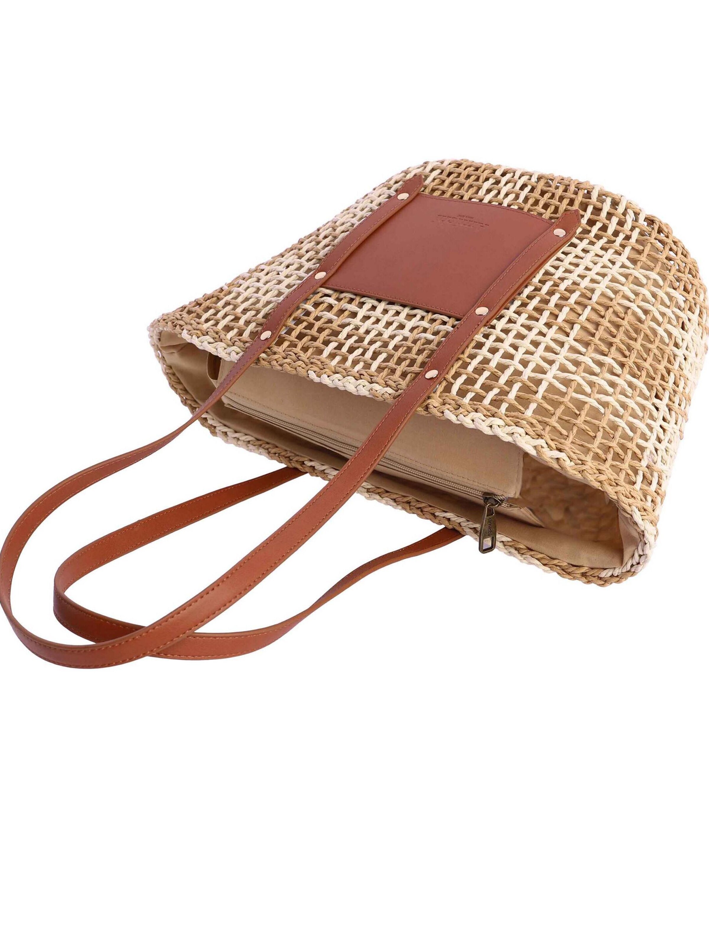 Amichi - Shopper 'Bolso shopper para mujer Soie de fibras naturales con cremallera' en beige