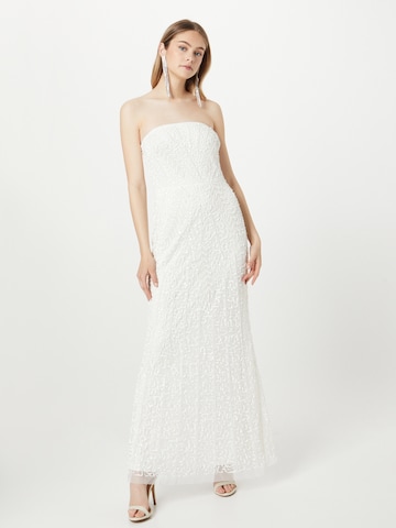 LACE & BEADS - Vestido de noche 'Carla' en blanco: frente