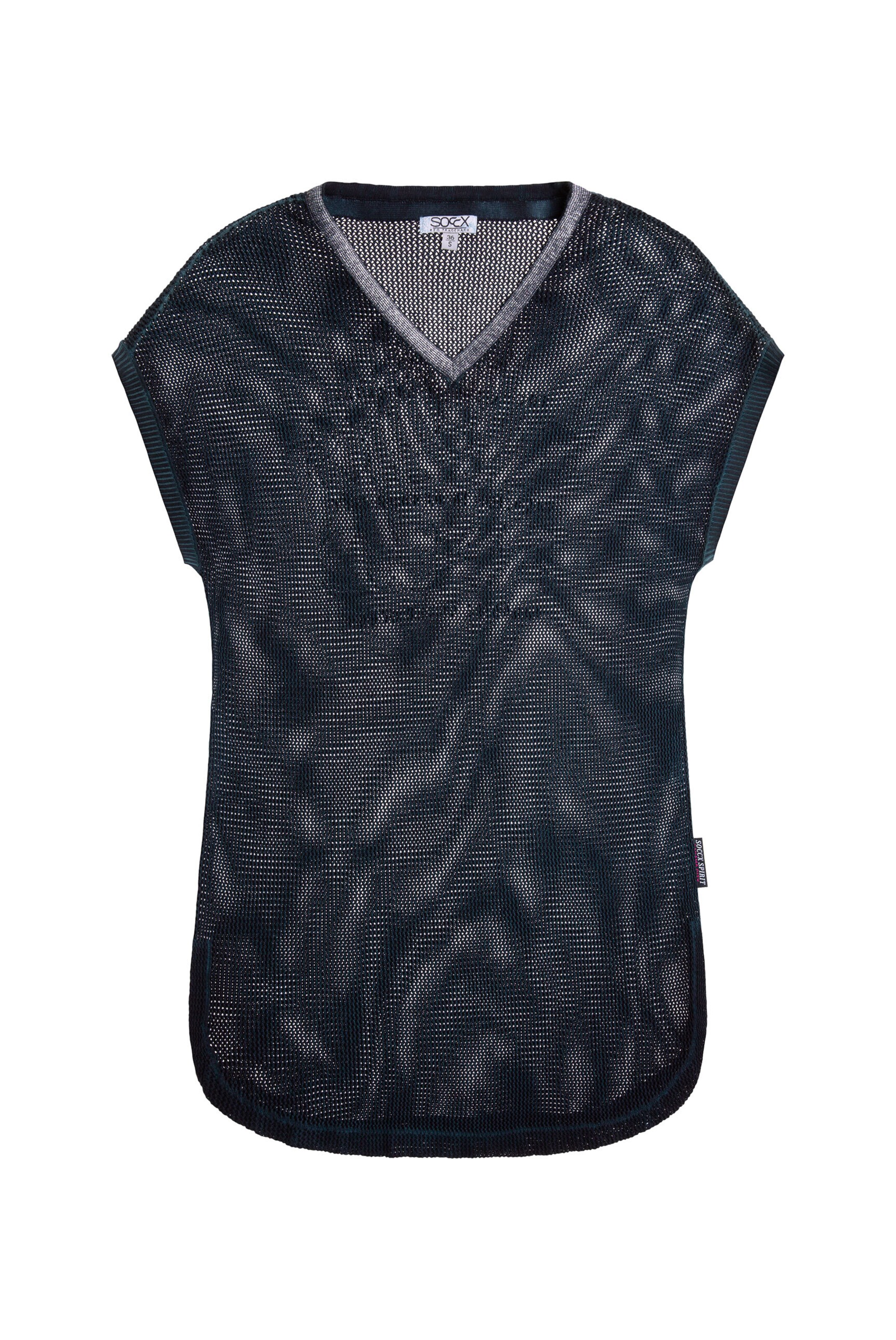 Soccx Strickshirt mit V-Ausschnitt und Backprint in Blau: Vorderseite