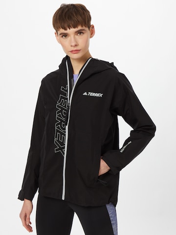 ADIDAS TERREX Skinny Outdoorjacke 'Paclite' in Schwarz: predná strana