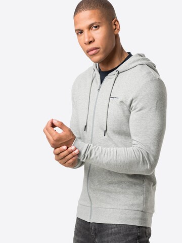 KnowledgeCotton Apparel Zip-Up Hoodie 'CEDAR' in Grey