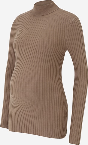 Pieces Maternity Sweater 'Crista' in Brown: front