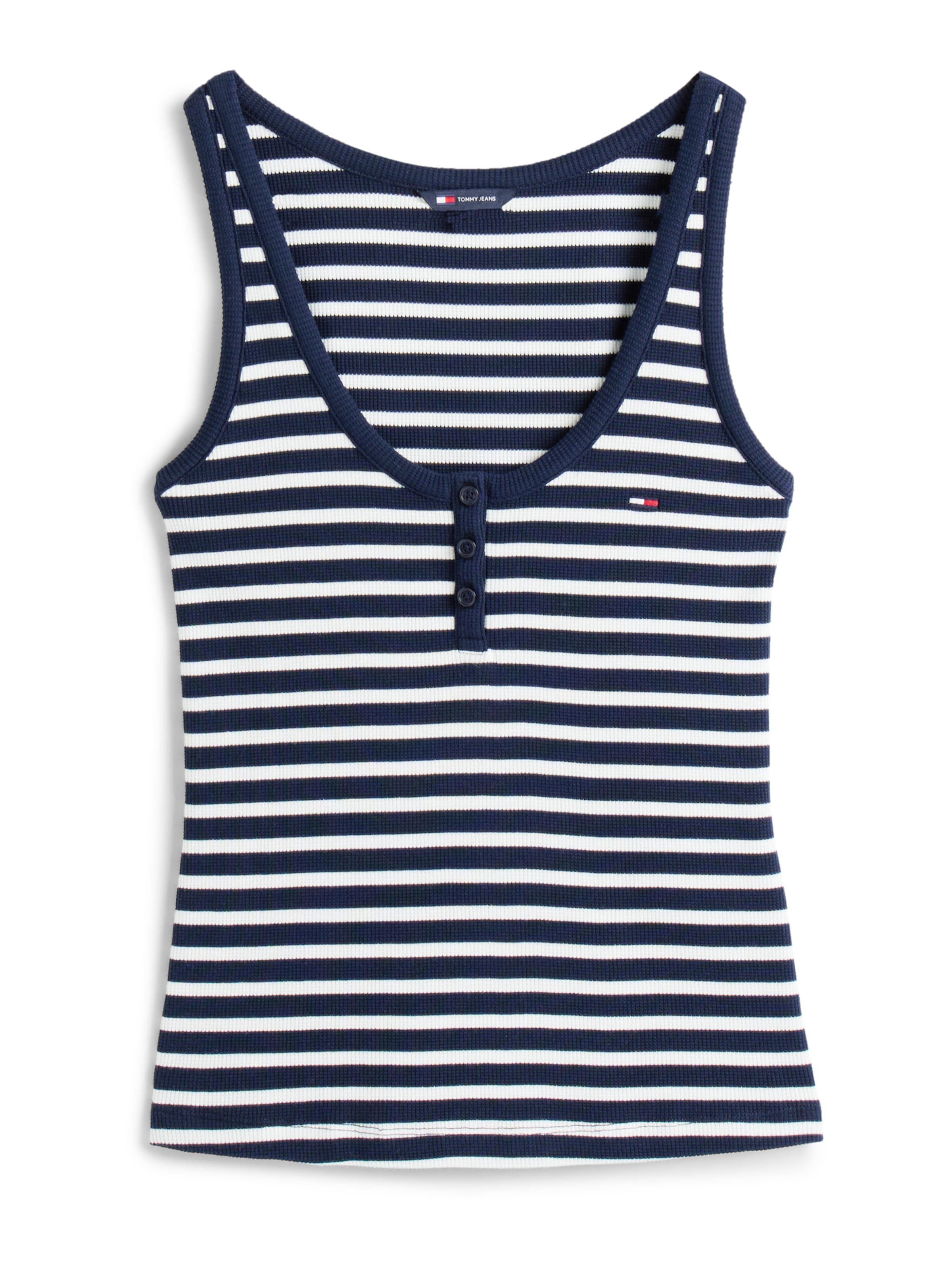 Top de la Tommy Jeans pe albastru: față