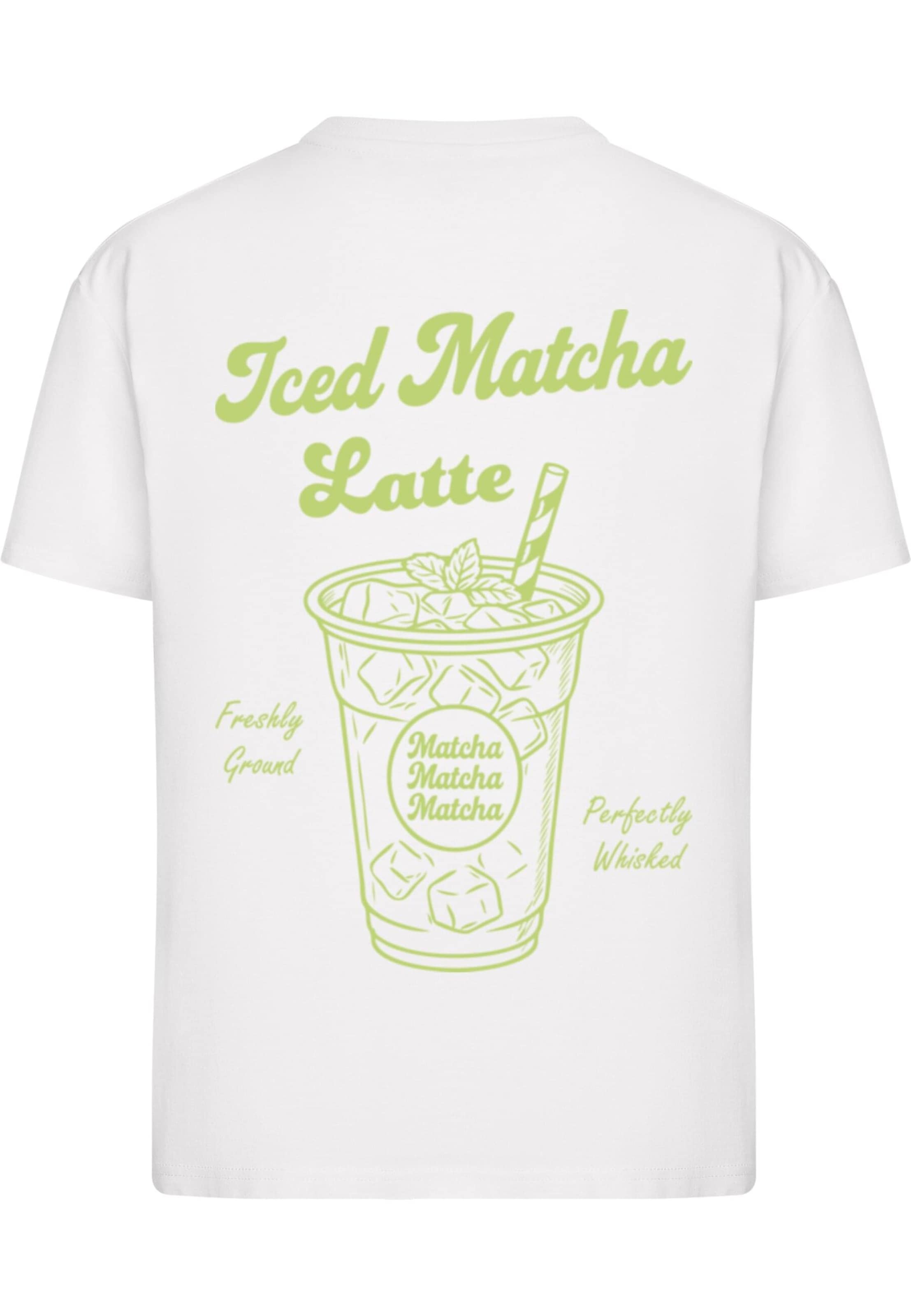 Merchcode T-Shirt 'Iced Matcha Latte' in Weiß: Vorderseite