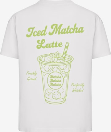 Merchcode T-Shirt 'Iced Matcha Latte' in Weiß: Vorderseite