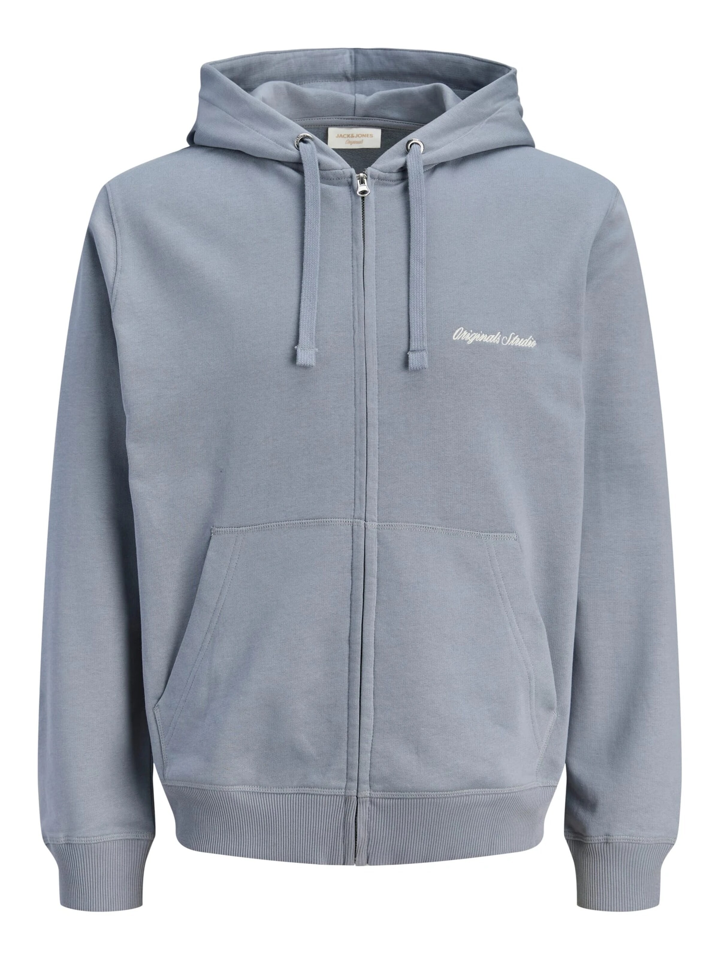 JACK & JONES Sweat jacket 'Norrebro' in Grey: front