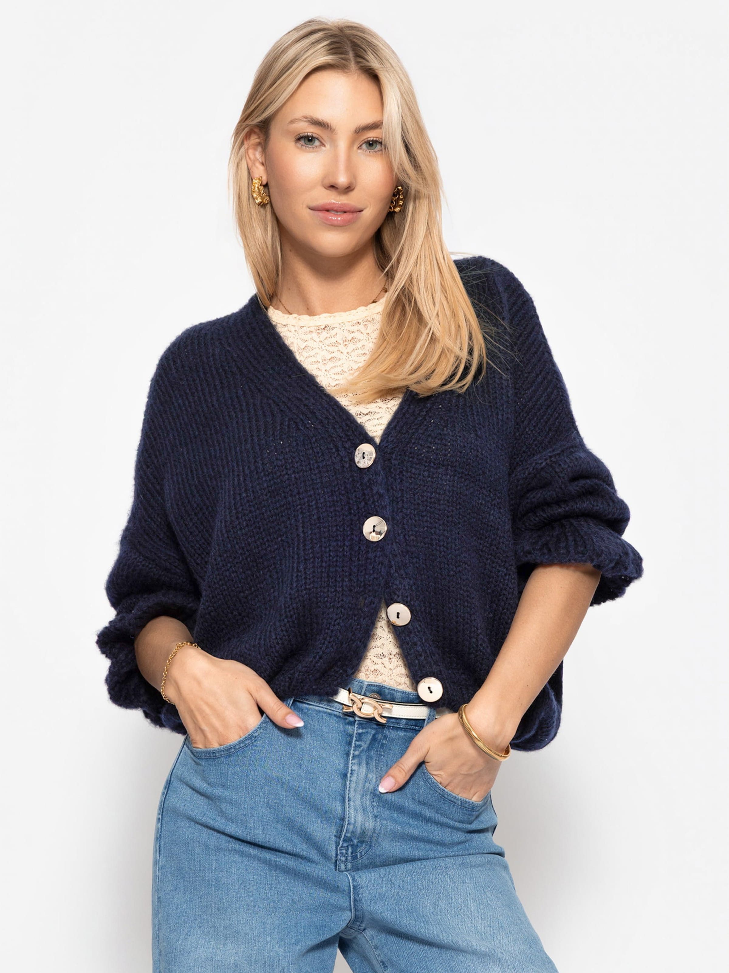 SASSYCLASSY Oversizestrickjacke‌‌‌‌‌‌ in Blau