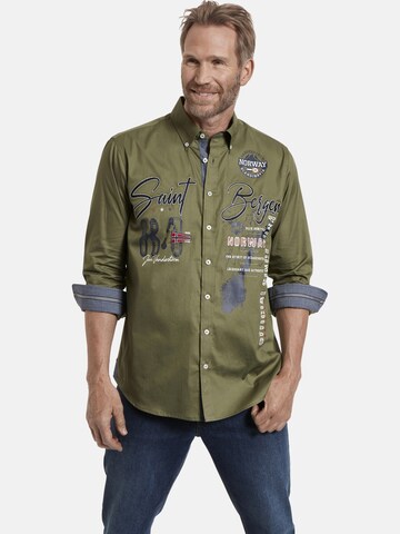 Jan Vanderstorm Comfort fit Button Up Shirt 'Maginhard' in Green: front