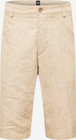 BOSS Black Regular Trousers 'Rigan' in Beige: front