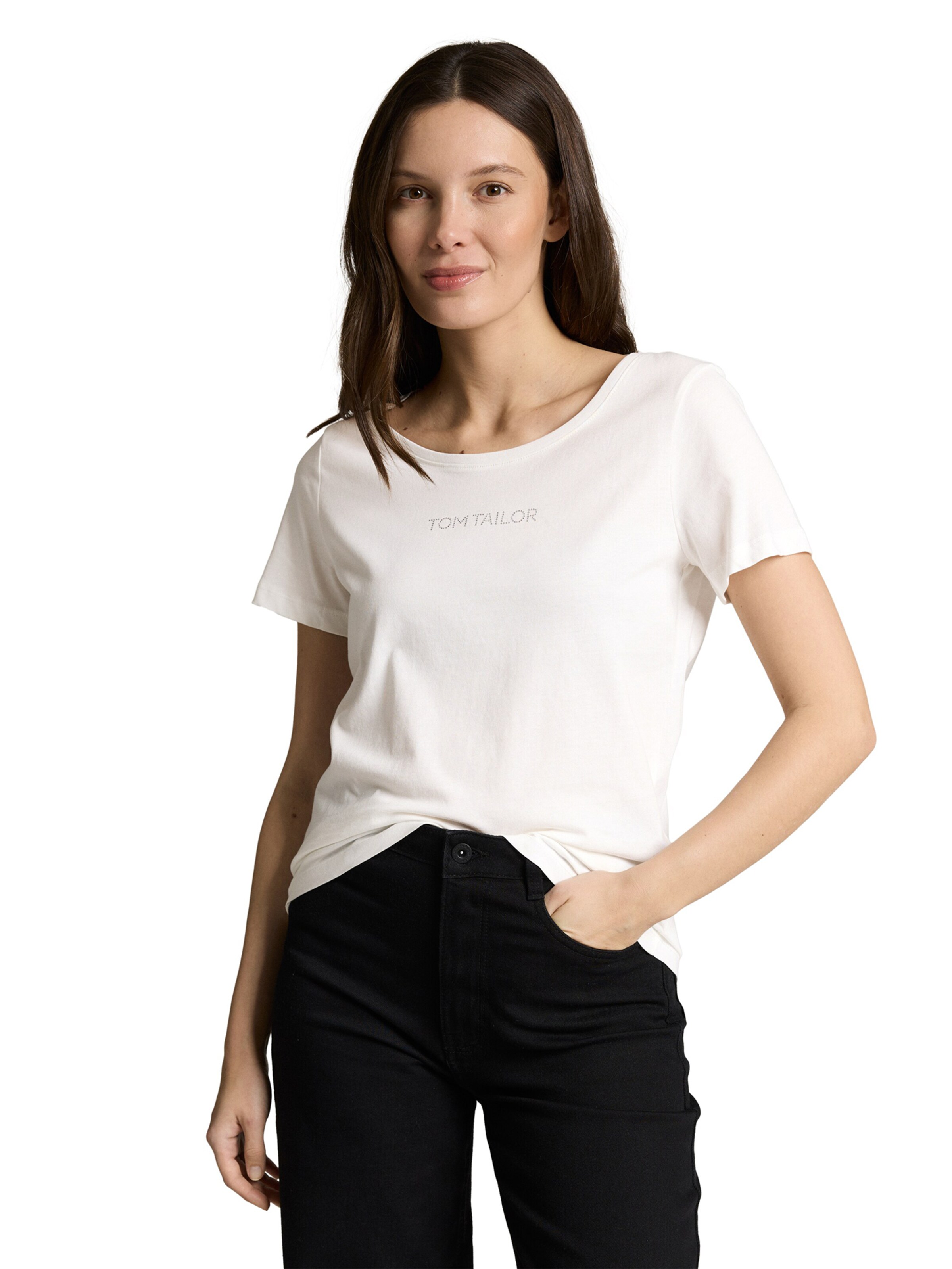 Tricou de la TOM TAILOR pe alb: față