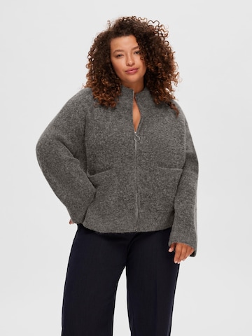 SELECTED FEMME Knit Cardigan in Grey: front
