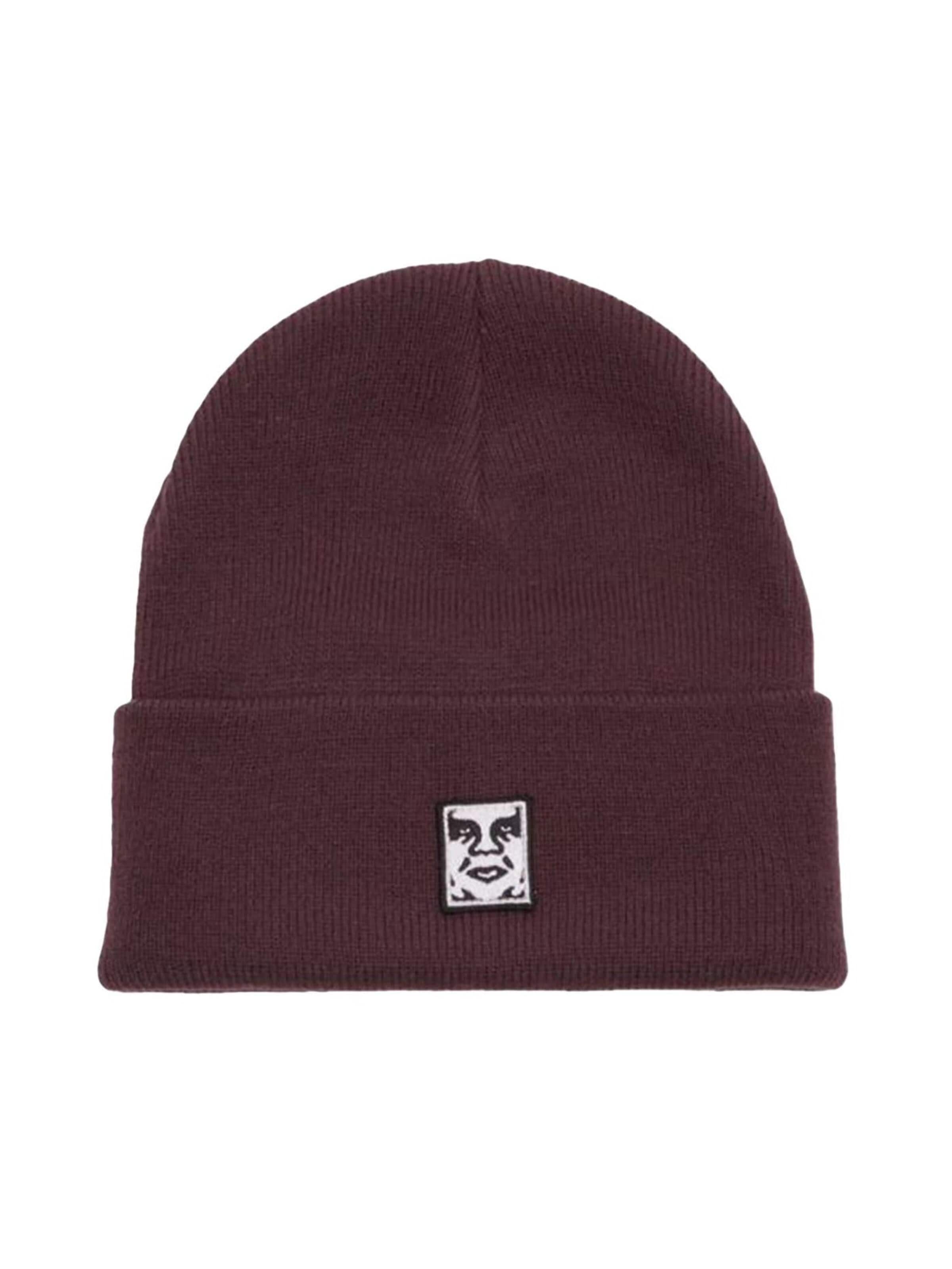 Bonnet 'Icon Patch Cuff Beanie Plum Perfect' Obey en violet : devant