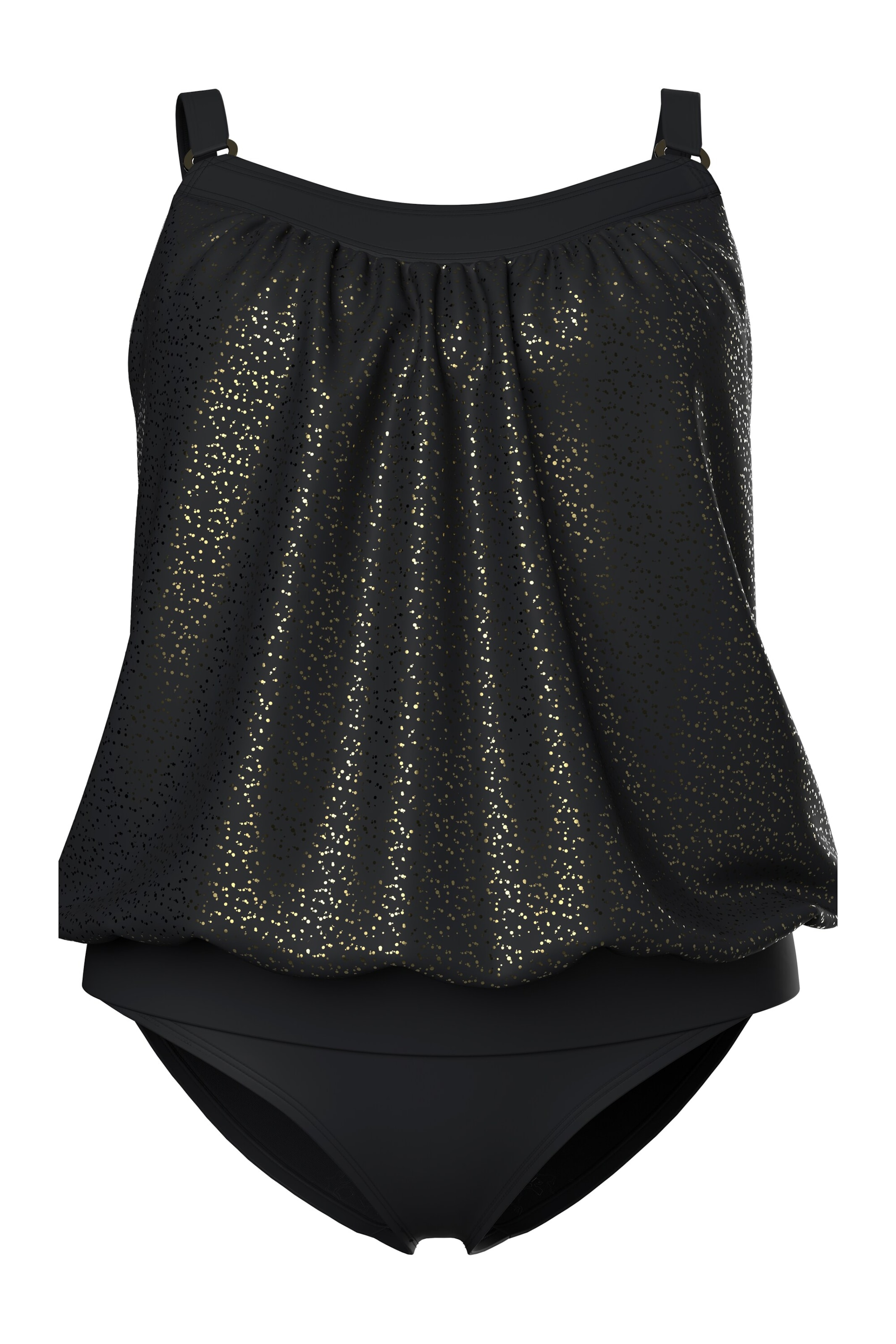 Ulla Popken Bustier Tankini in Zwart: voorkant