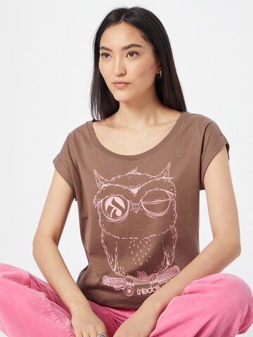 Iriedaily - Camisa 'Skateowl 2' em castanho