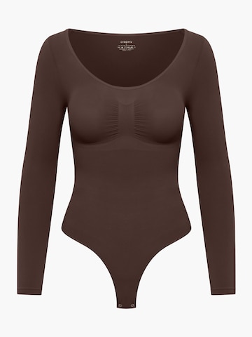 cfab by creamy fabrics Shapingbody 'Bodysuit Sculpting Shapewear Longsleeve mit String' in Bruin