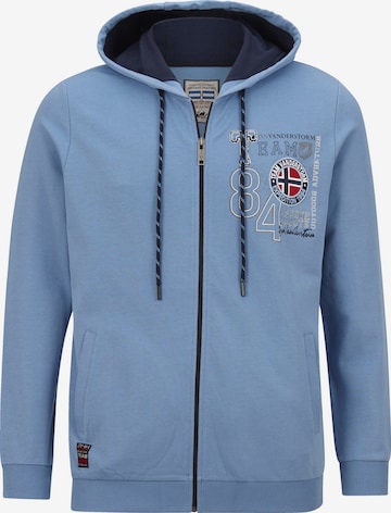 Jan Vanderstorm Zip-Up Hoodie ' Holvast ' in Blue: front