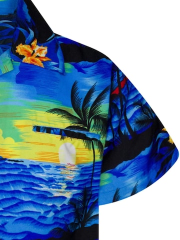 King Kameha Regular fit Button Up Shirt 'Surf' in Blue