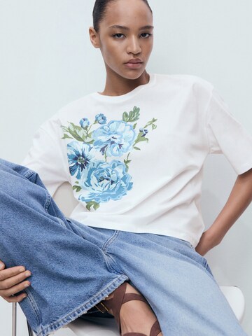 Tricou 'PEONIA' de la MANGO pe alb