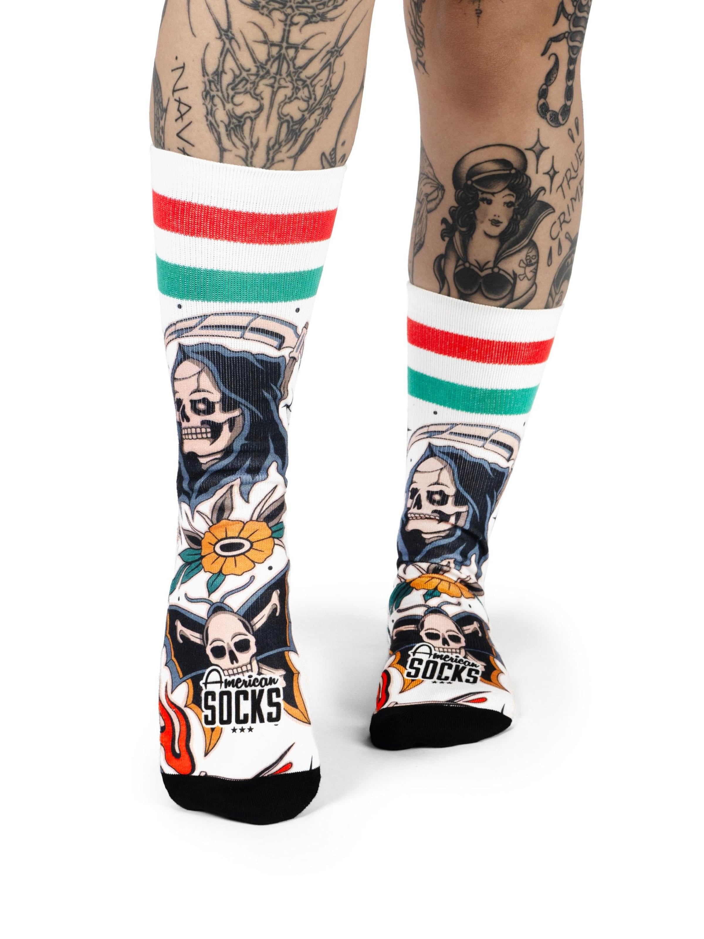 Chaussettes 'Death proof' American Socks en blanc