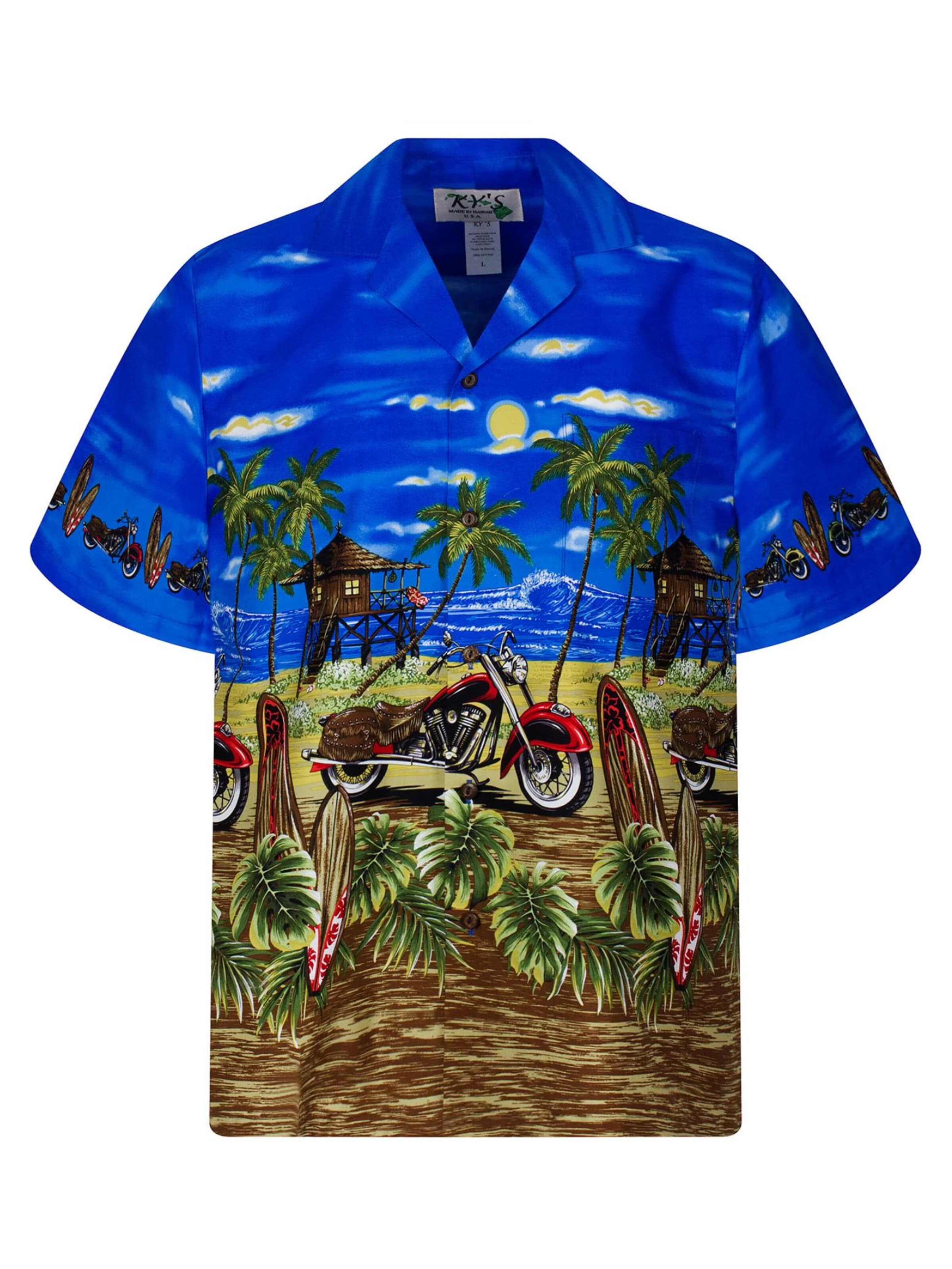 KY's Regular fit Button Up Shirt 'Bike' in Blue: front