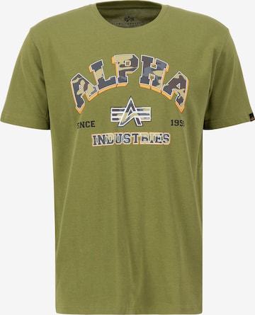 T-Shirt ALPHA INDUSTRIES en vert : devant