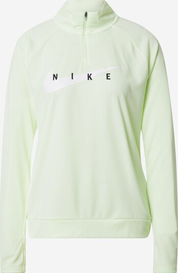 NIKE Sweat de sport 'Swoosh Run' en vert clair / noir / blanc, Vue avec produit